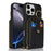 For iPhone 15 Pro Max Case with Zipper Pouch  /  Ring Kickstand  /  Strap Litchi Texture PU + TPU Phone Cover - Black - 1