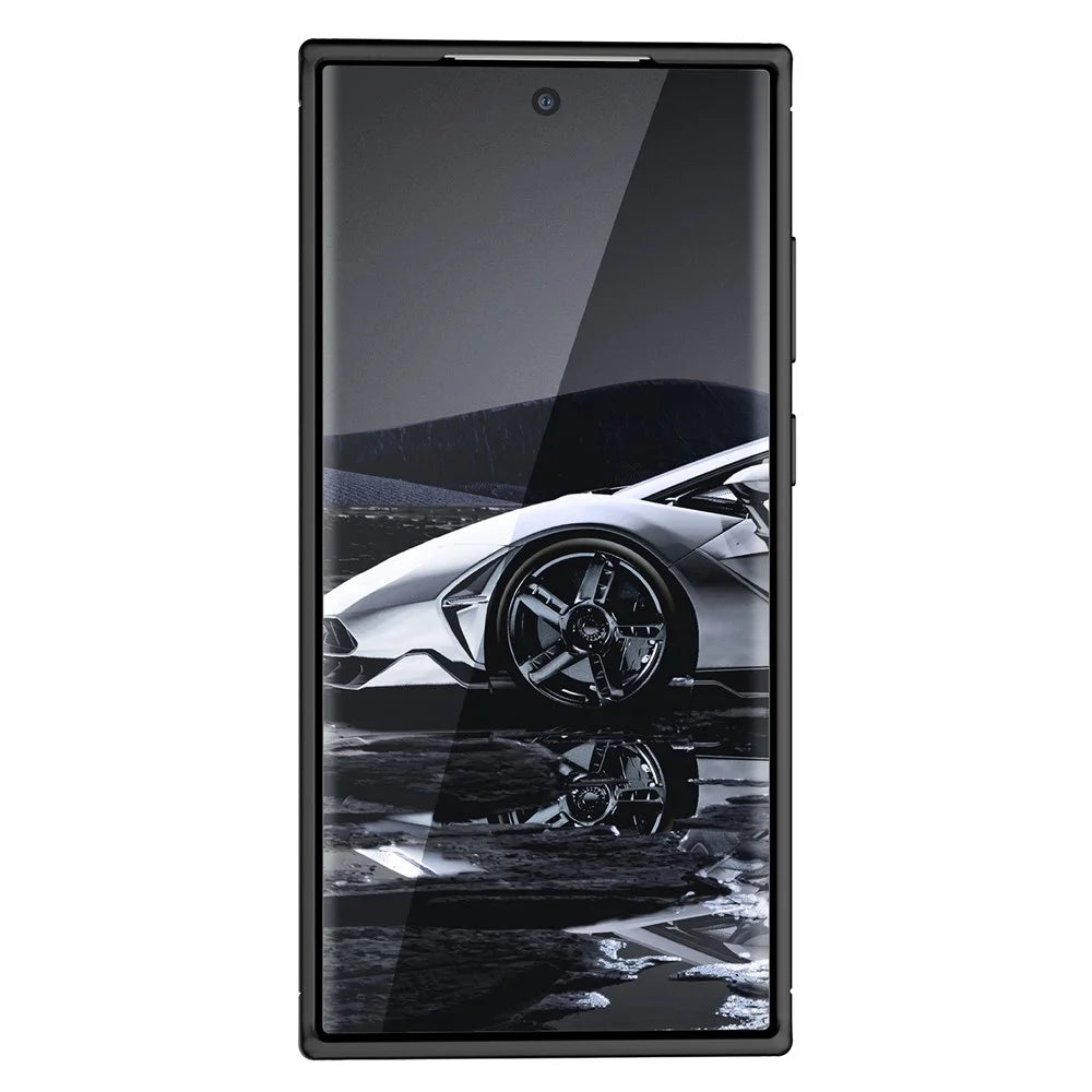 Anti-Scratch Carbon Fiber Texture Phone Case for Samsung Galaxy S23 Ultra, Soft TPU Shockproof Protective Cover - Black - 3