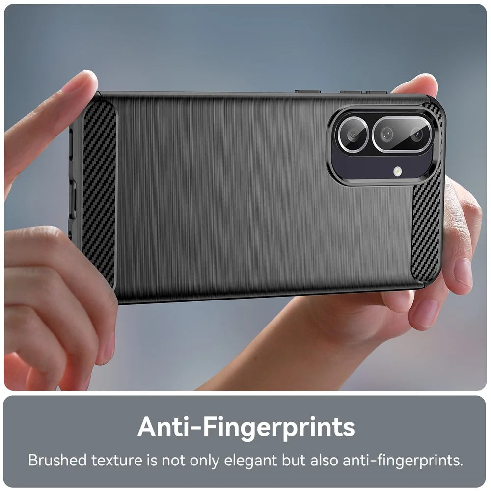 For Samsung Galaxy M56 5G / F56 5G Case Protective Phone Cover Carbon Fiber Texture Brushed - Black - 5