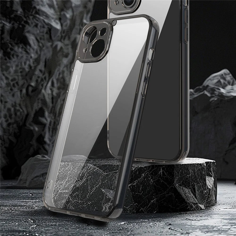 For iPhone 15 Plus Case TPU + Acrylic Phone Back Cover Anti Yellowing - Black - 3