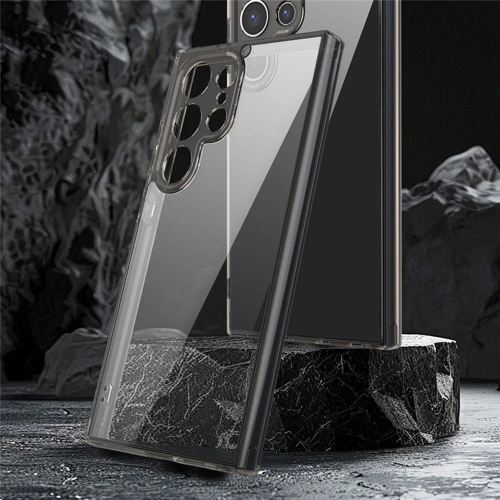 For Samsung Galaxy S24 Ultra Case TPU + Acrylic Phone Back Cover Anti Yellowing - Black - 3