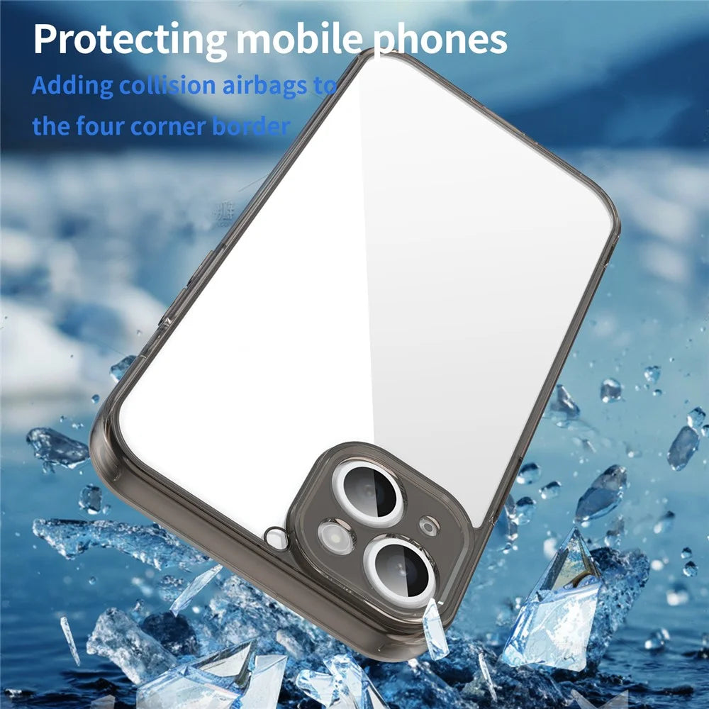 For iPhone 15 Case TPU + Acrylic Phone Back Cover Anti Yellowing - Black - 6
