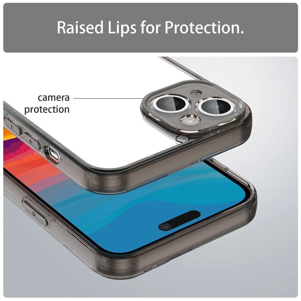For iPhone 15 Case TPU + Acrylic Phone Back Cover Anti Yellowing - Black - 7