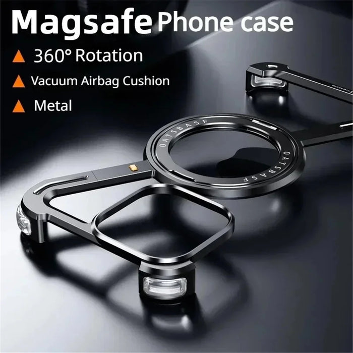 For iPhone 15 Bumper Case Z-Shape Design Magnetic Boardless Phone Back Cover with Kickstand - Black - 2