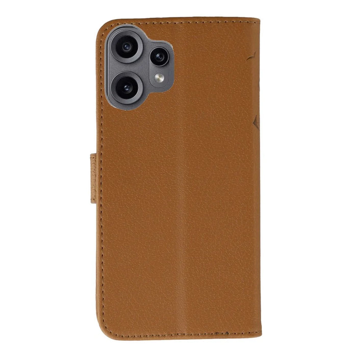 For Nothing CMF Phone 2 Pro Case Feather Imprint PU Leather Wallet Phone Cover - Brown - 5