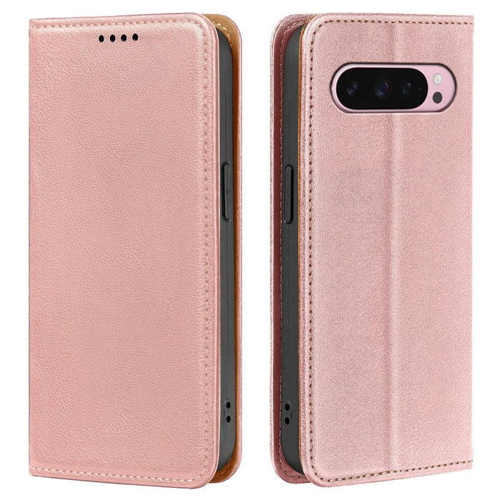 For Google Pixel 10 Pro XL Case Wallet RFID Blocking Leather Phone Cover Strong Magnetic Closure - Rose Gold - 1