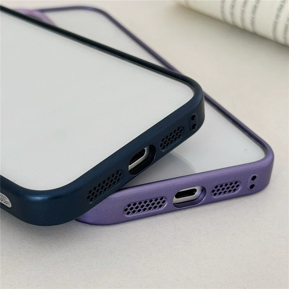 For iPhone 16 Pro Max Clear Phone Case Electroplating Edge PC Acrylic Back Cover - Pink - 5