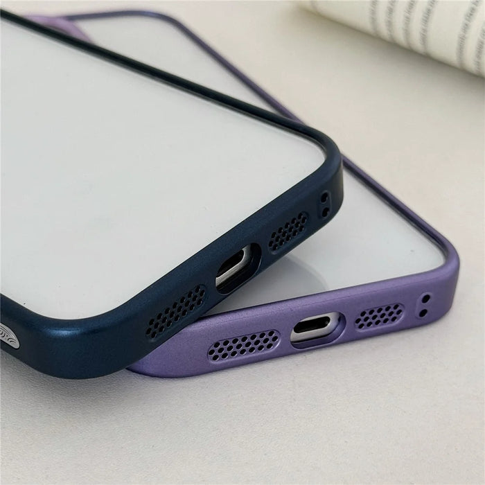 For iPhone 16 Pro Clear Phone Case Electroplating Edge PC Acrylic Back Cover - Pink - 5
