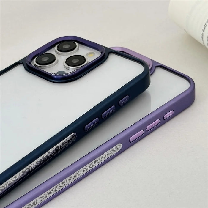 For iPhone 14 Pro Clear Phone Case Electroplating Edge PC Acrylic Back Cover - Pink - 4