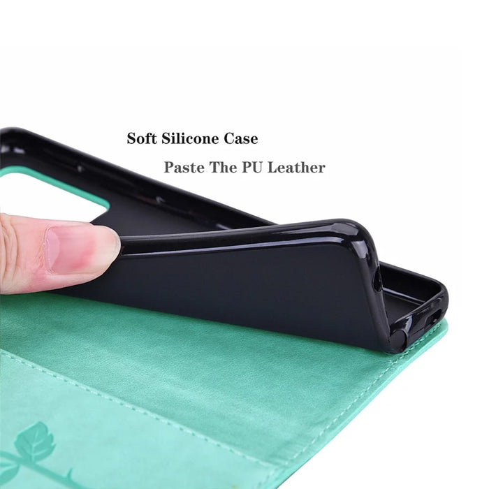 For iPhone 16 Plus Case Rose Pattern Leather Wallet Phone Cover with Strap - Green - 6