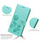 For iPhone 15 Pro Max Case Rose Pattern Leather Wallet Phone Cover with Strap - Green - 4