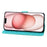 For iPhone 15 Case Rose Pattern Leather Wallet Phone Cover with Strap - Green - 2
