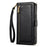 ESEBLE E11 For Samsung Galaxy S25+ Case Zipper Pocket Litchi Texture Leather Phone Cover with Mirror and Wrist Strap - Black - 7