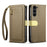 ESEBLE E11 For Samsung Galaxy S23 Case Zipper Pocket Litchi Texture Leather Phone Cover with Mirror and Wrist Strap - Brown - 1