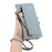ESEBLE E11 For Samsung Galaxy S25 Edge Case Zipper Pocket Litchi Texture Leather Phone Cover with Mirror and Wrist Strap - Sky Blue - 4