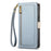 ESEBLE E11 For Samsung Galaxy S25 Edge Case Zipper Pocket Litchi Texture Leather Phone Cover with Mirror and Wrist Strap - Sky Blue - 7
