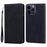 For iPhone 16 Pro Max Case Business Style Magnetic Closure Leather Phone Cover with Strap - Black - 1