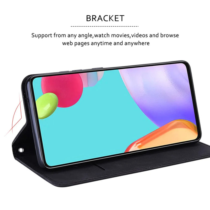 For iPhone 15 Pro Case Business Style Magnetic Closure Leather Phone Cover with Strap - Black - 3