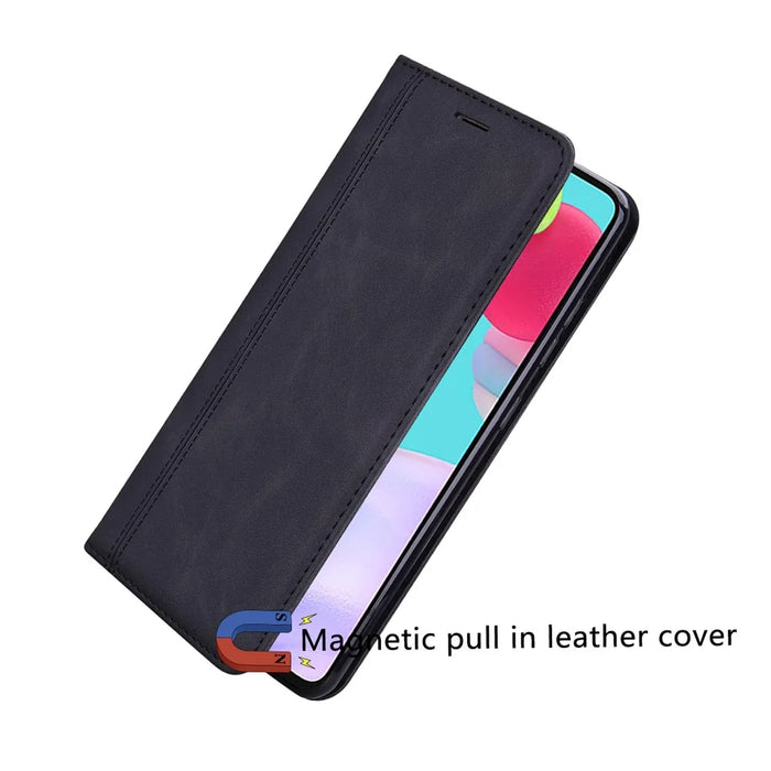 For iPhone 15 Pro Max Case Business Style Magnetic Closure Leather Phone Cover with Strap - Black - 4