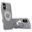 For iPhone 16 Case Compatible with MagSafe Leather TPU Back Cover with Hidden Kickstand - Grey - 1