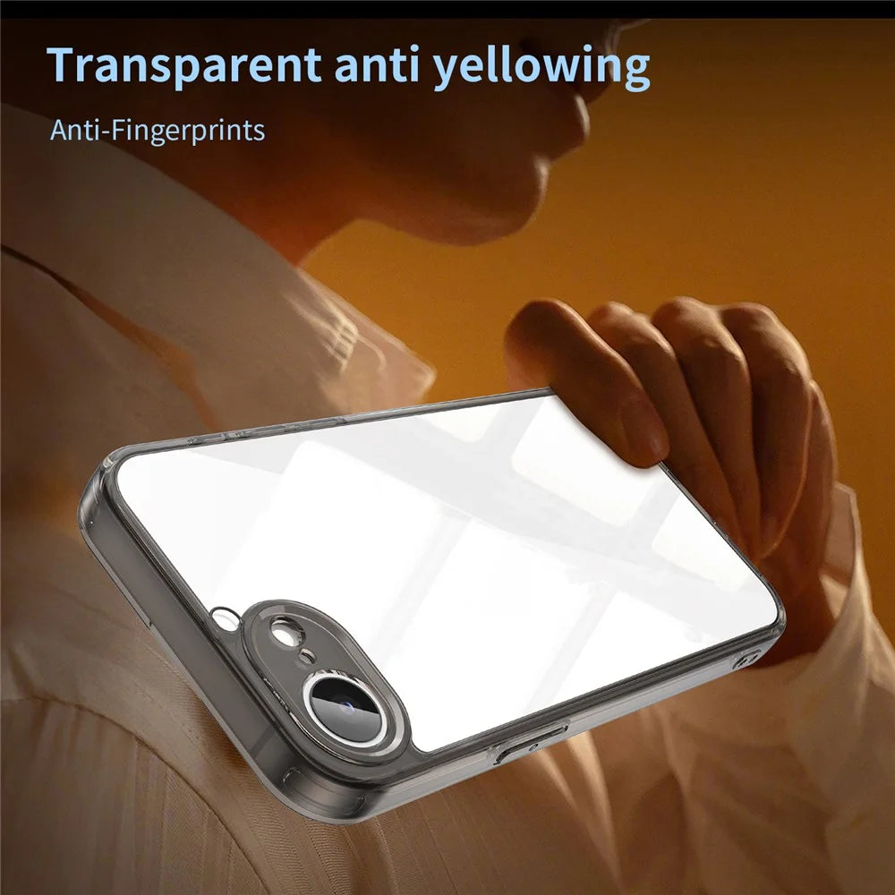 For iPhone 17e / 16e Case TPU + Acrylic Phone Back Cover Anti Yellowing - Black - 4