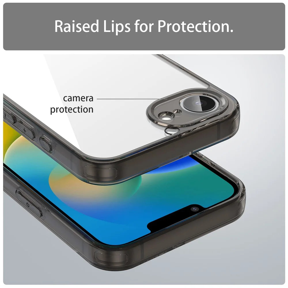 For iPhone 17e / 16e Case TPU + Acrylic Phone Back Cover Anti Yellowing - Black - 7