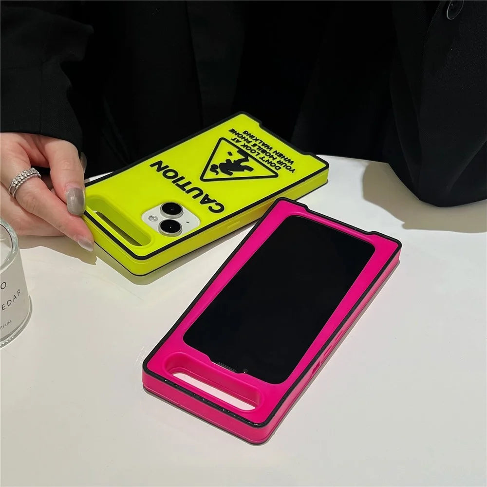 For iPhone 15 Silicone Case Luminous Signage Design Shockproof Phone Back Cover - Rose - 5
