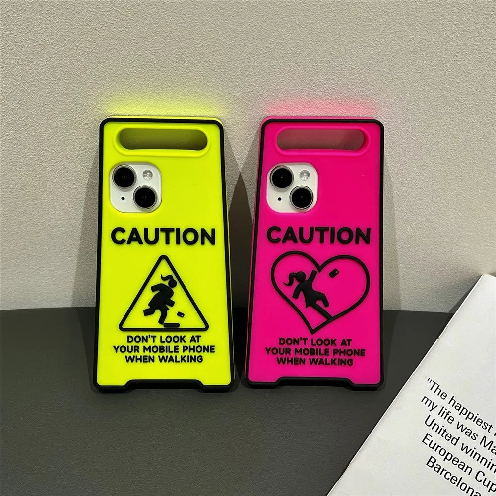 For iPhone 15 Silicone Case Luminous Signage Design Shockproof Phone Back Cover - Rose - 6