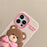For iPhone 16 Pro Max Silicone Case Cute Bear Glitter Design Shockproof Phone Back Cover - 6