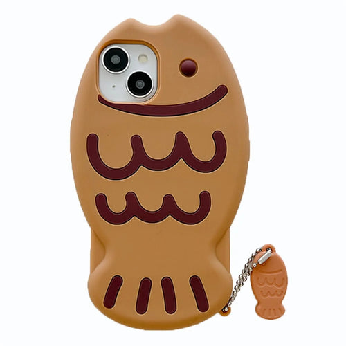 For iPhone 15 Silicone Case Cute Snapper Design Shockproof Phone Back Cover with Charm - 1