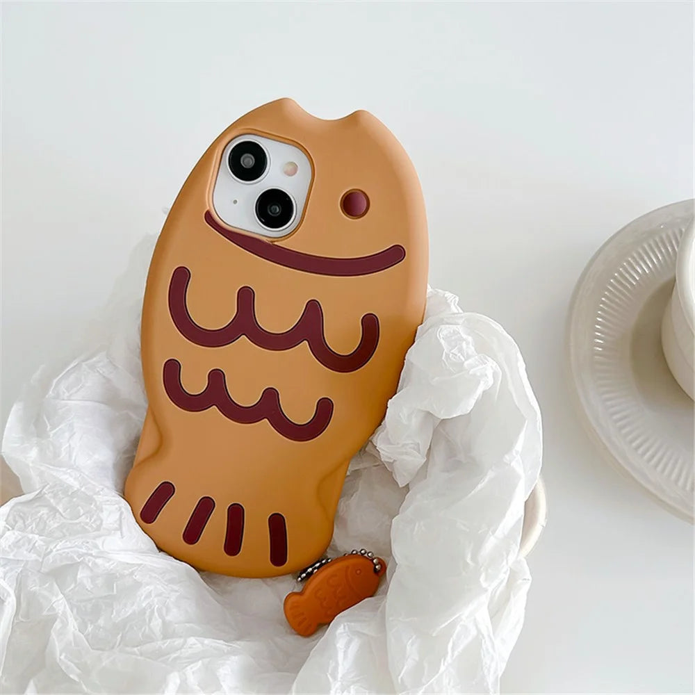 For iPhone 15 Silicone Case Cute Snapper Design Shockproof Phone Back Cover with Charm - 2