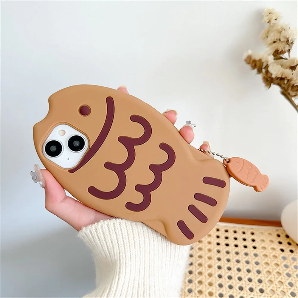 For iPhone 15 Silicone Case Cute Snapper Design Shockproof Phone Back Cover with Charm - 3