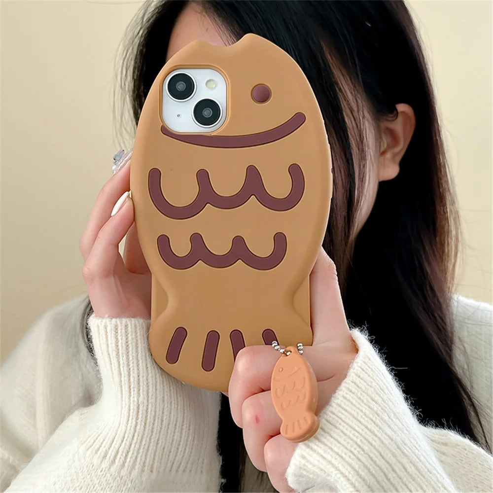 For iPhone 15 Silicone Case Cute Snapper Design Shockproof Phone Back Cover with Charm - 4