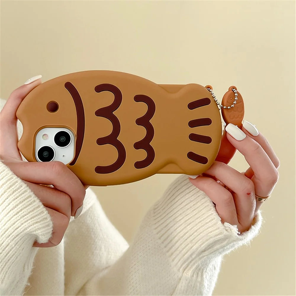 For iPhone 15 Silicone Case Cute Snapper Design Shockproof Phone Back Cover with Charm - 5