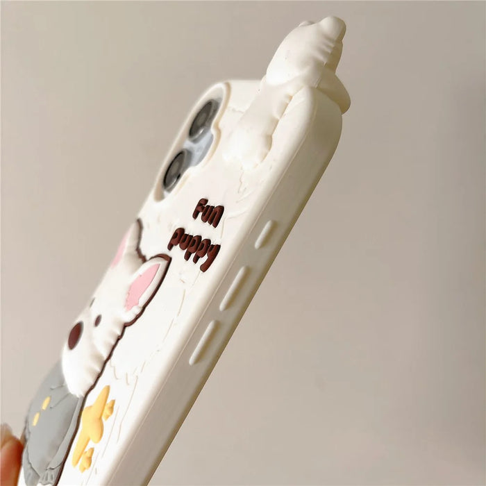 For iPhone 16 Silicone Case Cute Highland Terrier Design Shockproof Phone Back Cover - 7