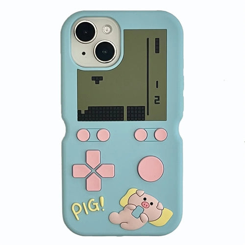 For iPhone 15 Silicone Case Cute Retro Gaming Console Design Shockproof Phone Back Cover - 1