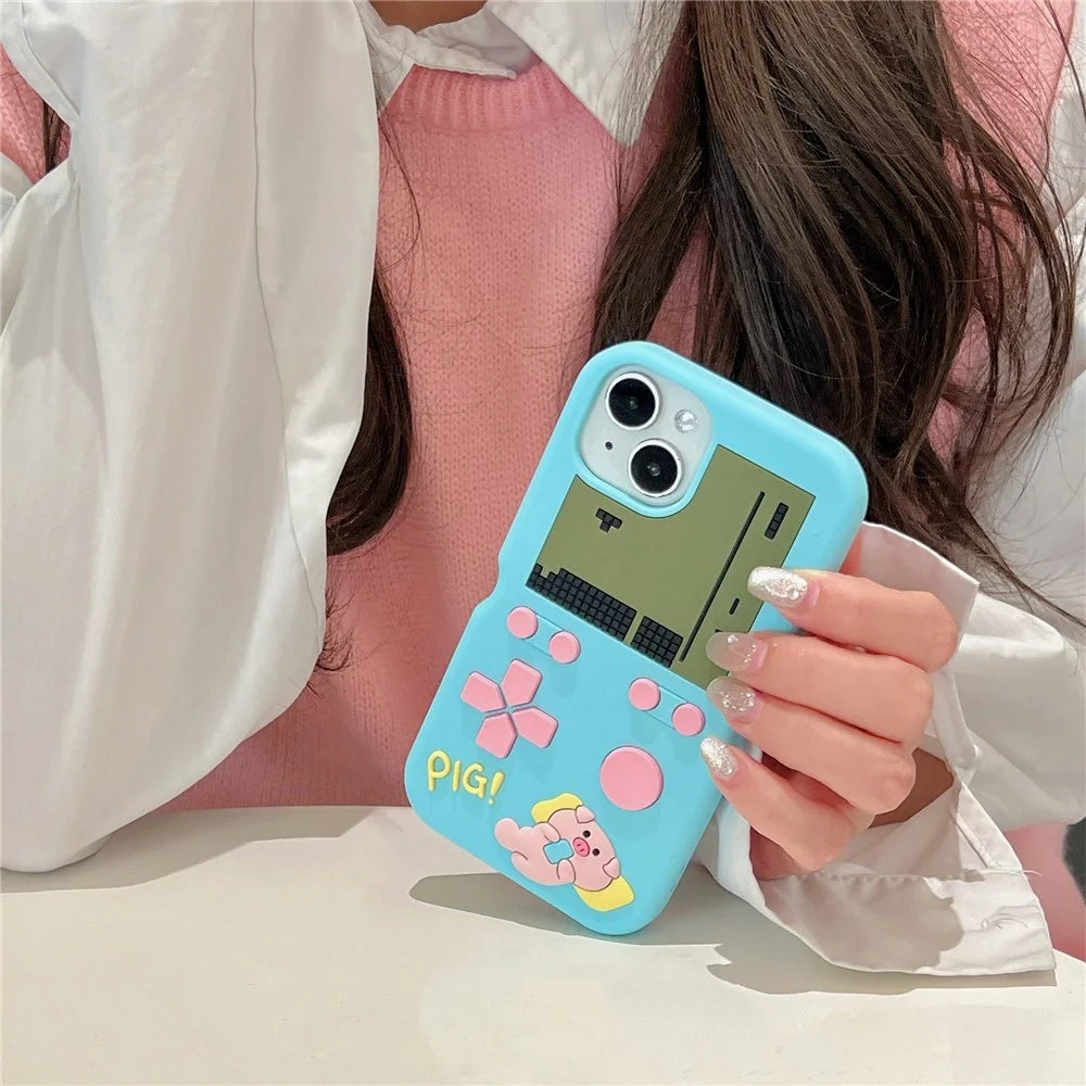 For iPhone 15 Silicone Case Cute Retro Gaming Console Design Shockproof Phone Back Cover - 3