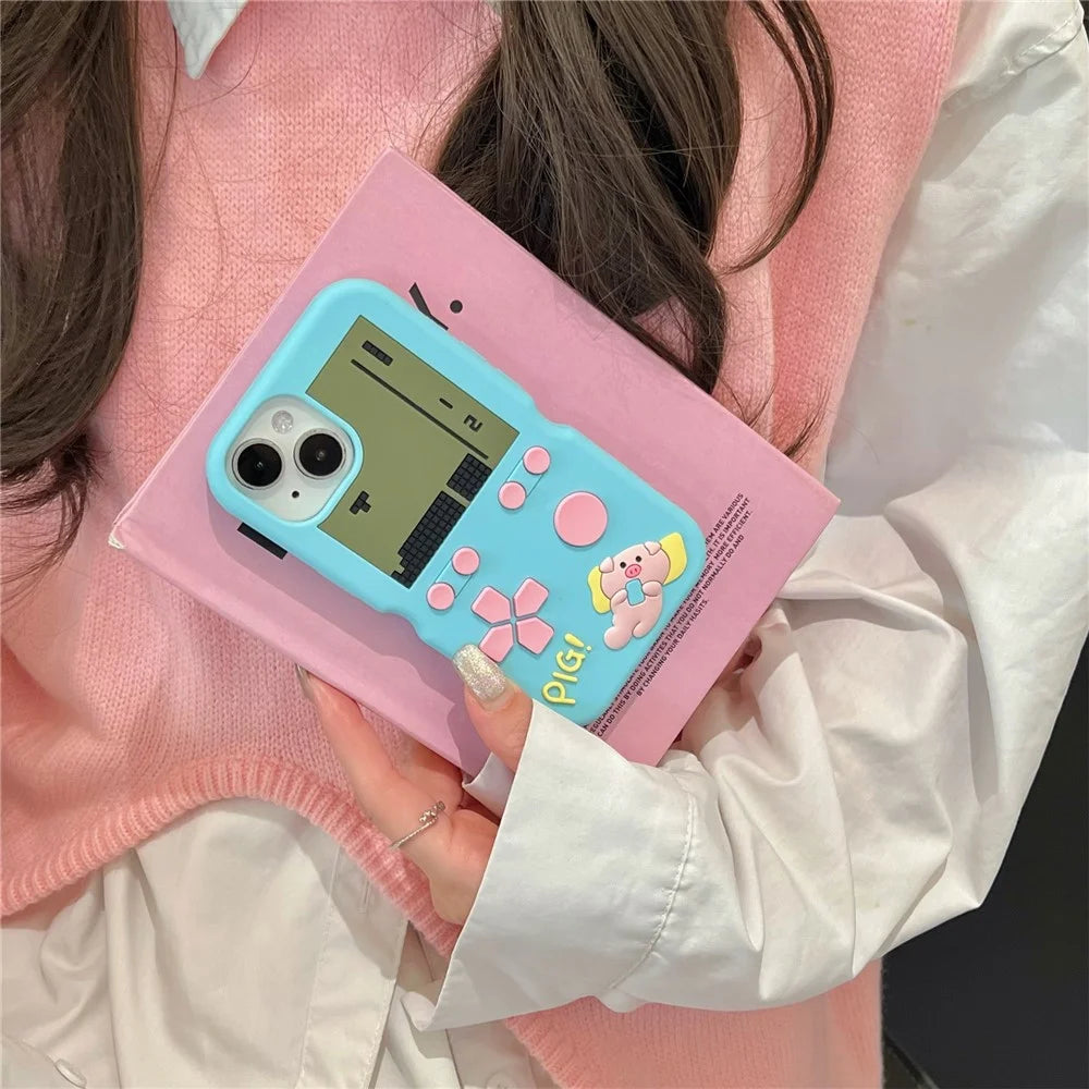 For iPhone 15 Silicone Case Cute Retro Gaming Console Design Shockproof Phone Back Cover - 4
