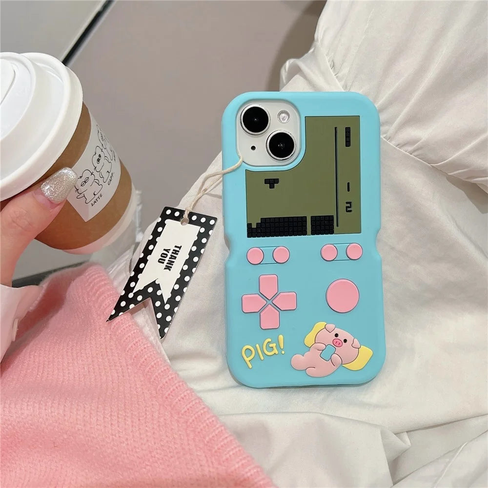 For iPhone 15 Silicone Case Cute Retro Gaming Console Design Shockproof Phone Back Cover - 6