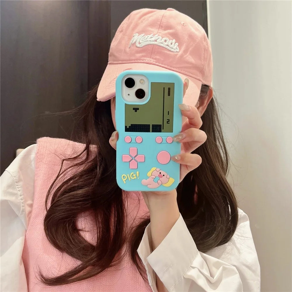 For iPhone 15 Silicone Case Cute Retro Gaming Console Design Shockproof Phone Back Cover - 7
