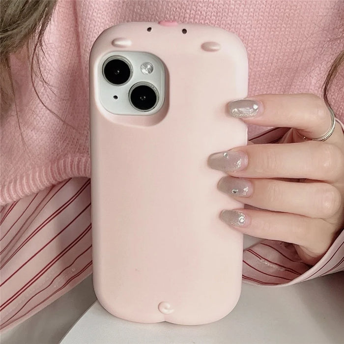 For iPhone 15 Silicone Case Cute Sleeping Pig Design Shockproof Phone Back Cover - 1