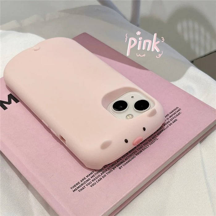 For iPhone 15 Silicone Case Cute Sleeping Pig Design Shockproof Phone Back Cover - 2
