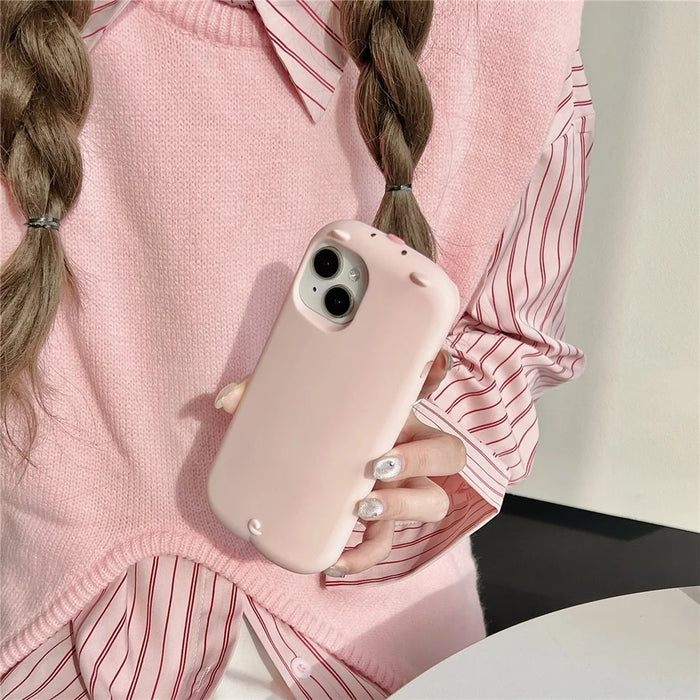 For iPhone 15 Silicone Case Cute Sleeping Pig Design Shockproof Phone Back Cover - 4