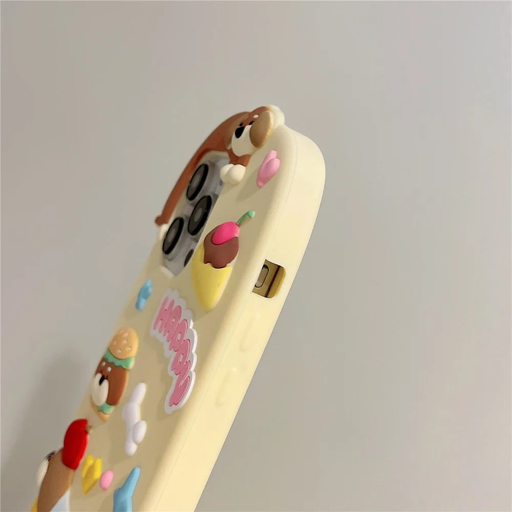 For iPhone 16 Pro Max Silicone Case Cute Skateboarding Dachshund Design Shockproof Phone Back Cover - 7