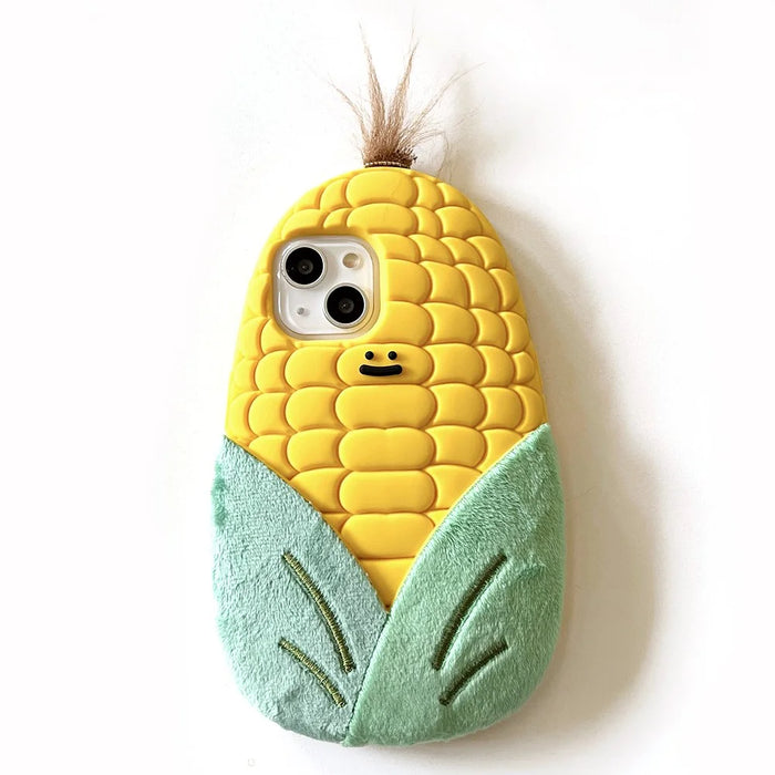 For iPhone 15 Silicone Case Cute 3D Corn Design Shockproof Phone Back Cover - 1