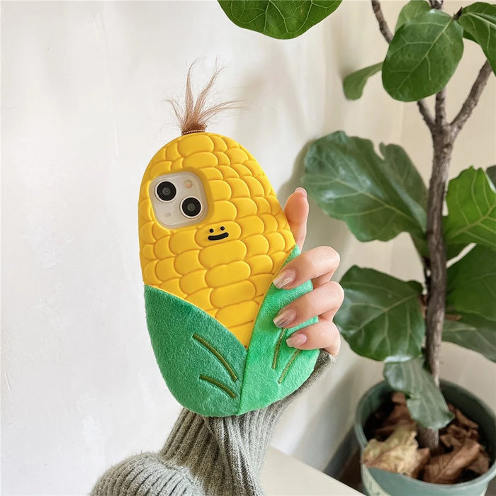 For iPhone 15 Silicone Case Cute 3D Corn Design Shockproof Phone Back Cover - 2