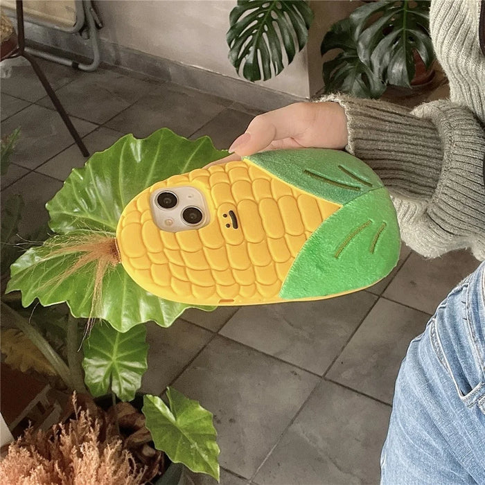 For iPhone 15 Silicone Case Cute 3D Corn Design Shockproof Phone Back Cover - 3
