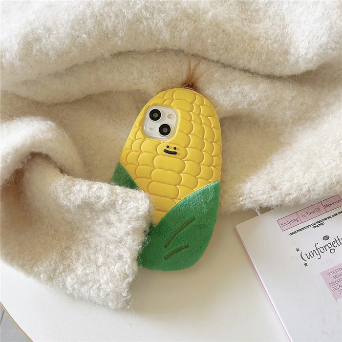 For iPhone 15 Silicone Case Cute 3D Corn Design Shockproof Phone Back Cover - 5