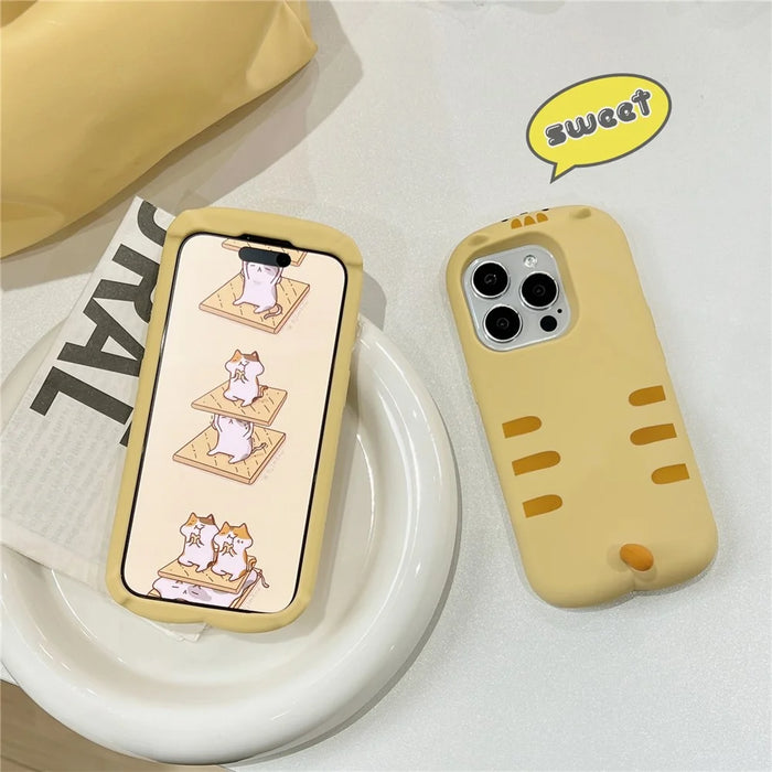 For iPhone 16 Pro Max Silicone Case Cute Sleeping Cat Design Shockproof Phone Back Cover - 4