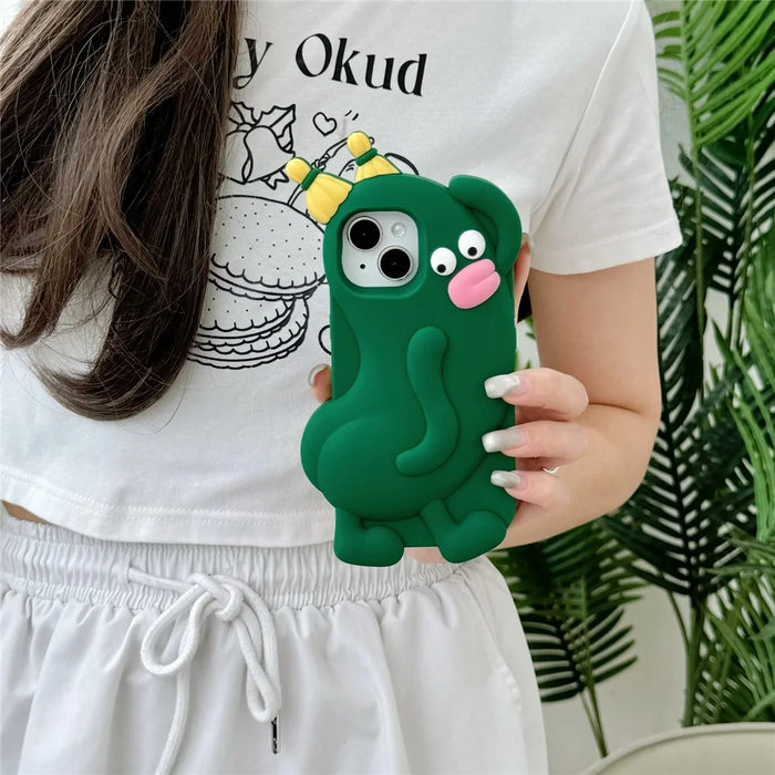 For iPhone 15 Silicone Case Cute Cucumber Sprite Design Shockproof Phone Back Cover - 5